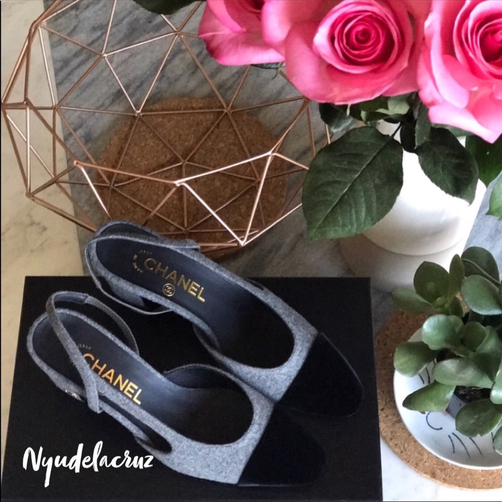 💯Authentic Chanel Two Tone Slingback Heels